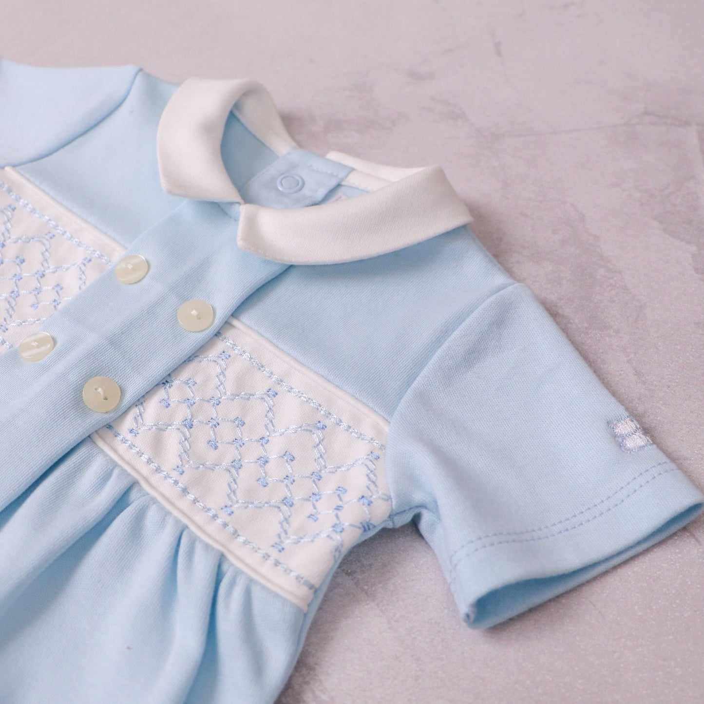 Lawrence Boys Blue Smart Cotton Romper