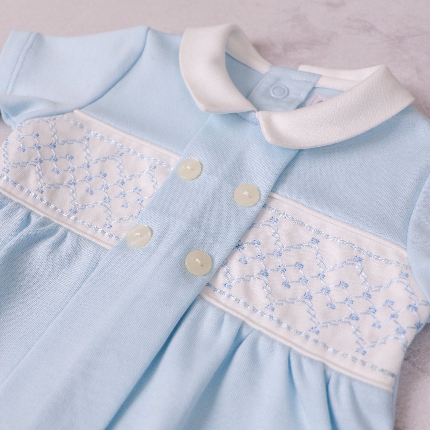 Lawrence Boys Blue Smart Cotton Romper