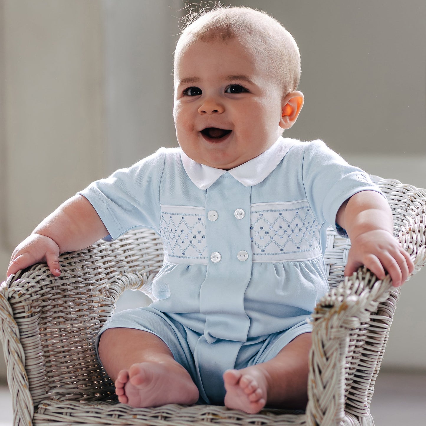 Lawrence Boys Blue Smart Cotton Romper