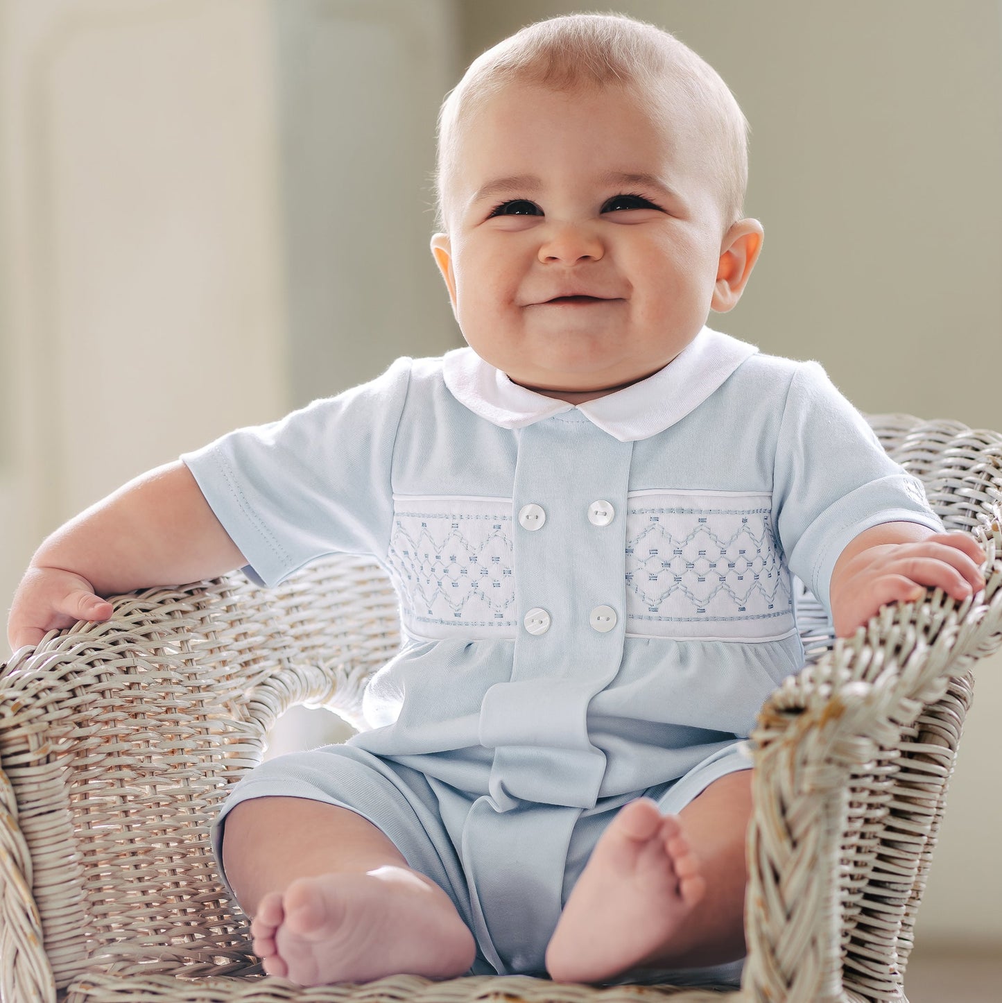 Lawrence Boys Blue Smart Cotton Romper