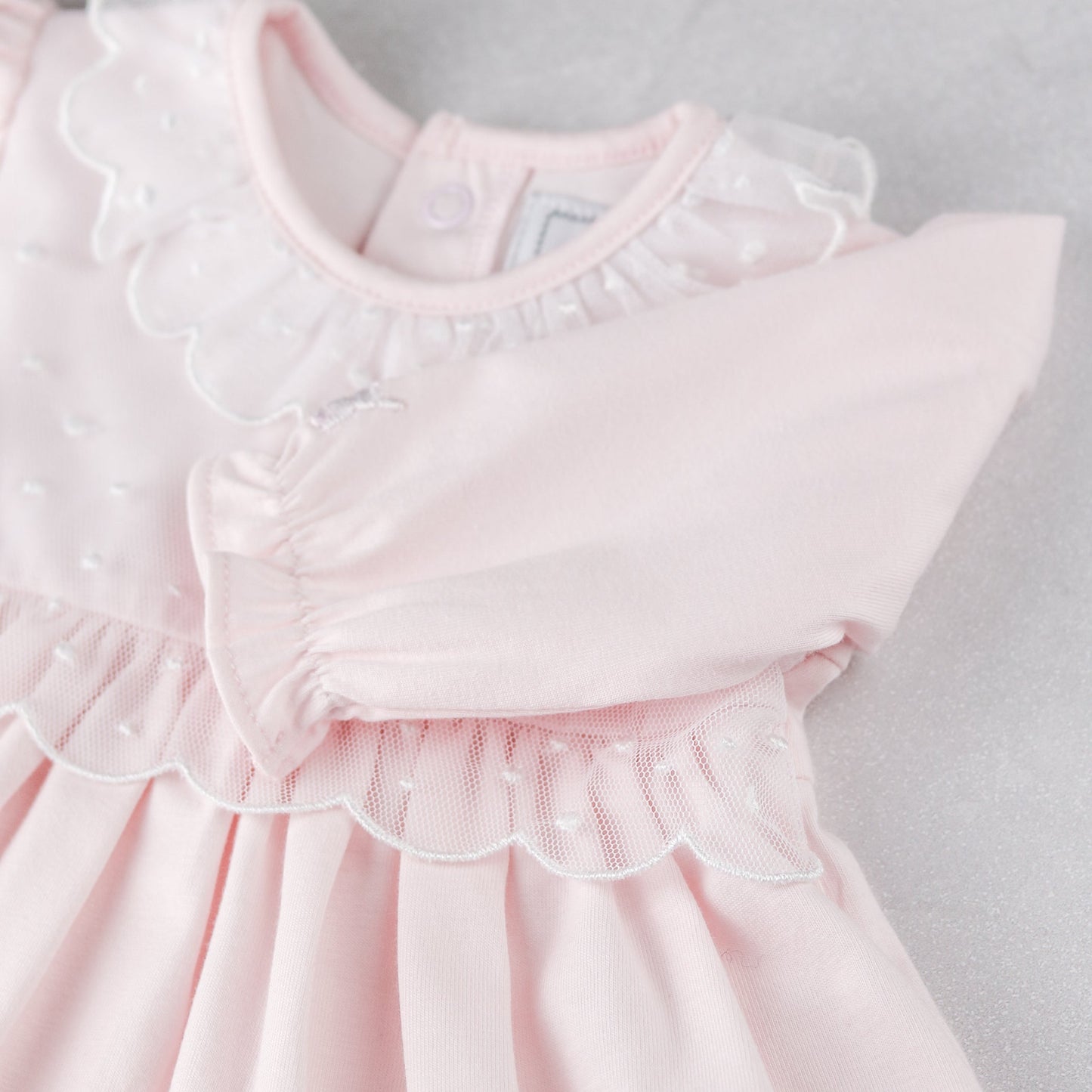 Kara Pink Pretty Lace Detail Dress with Bow Tights