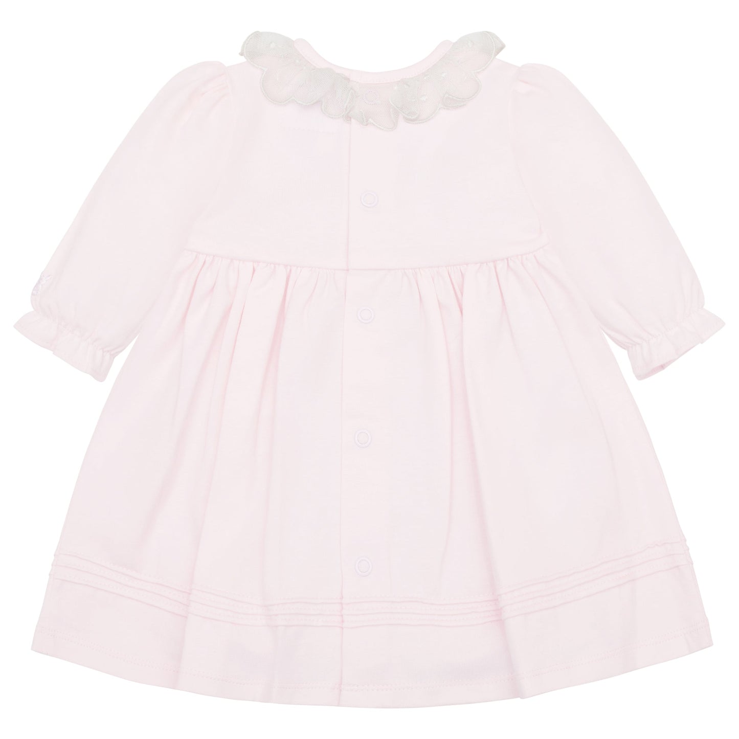Kara Pink Pretty Lace Detail Dress with Bow Tights