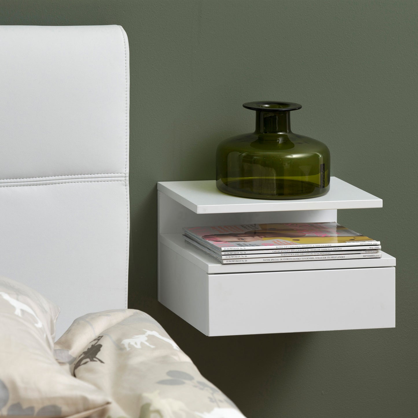Ashlan Bedside Cabinet with 1 Drawer in White