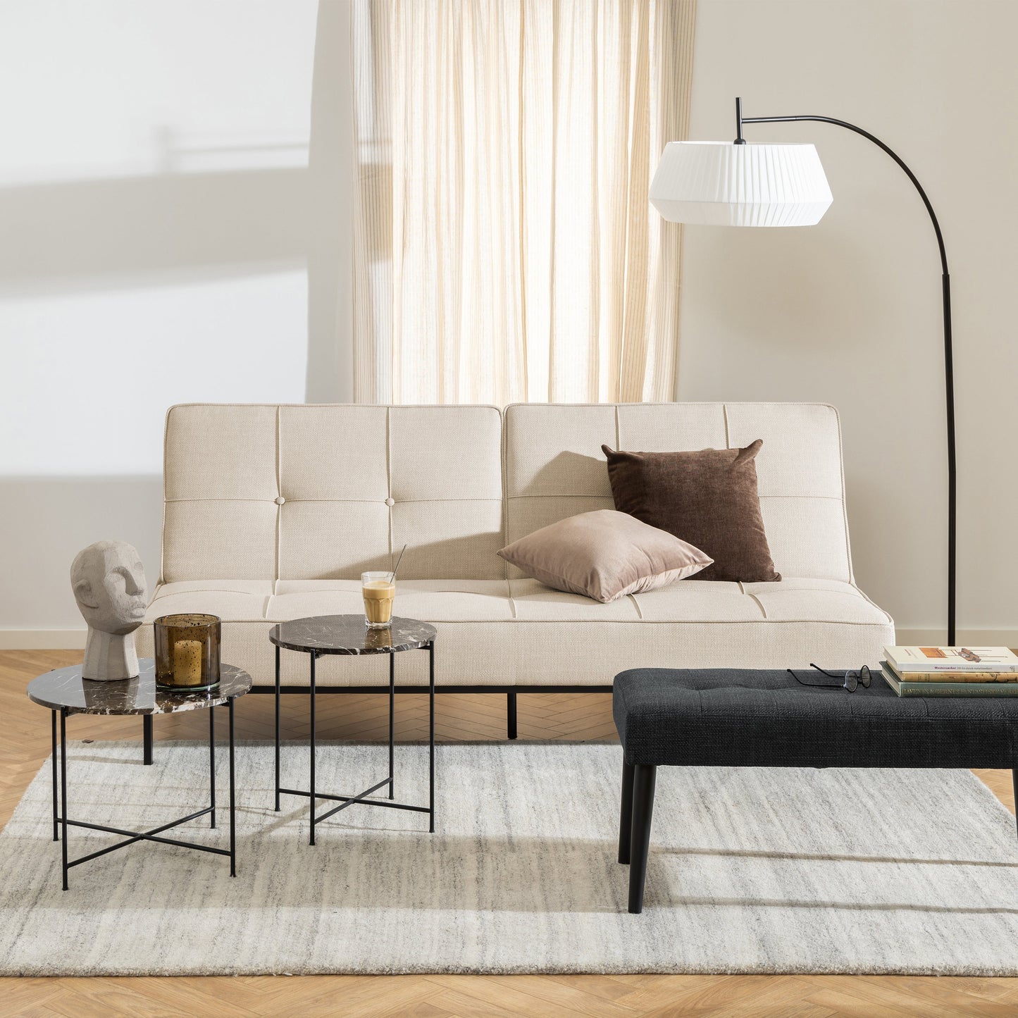 Avila Side Table with Brown Marble Top