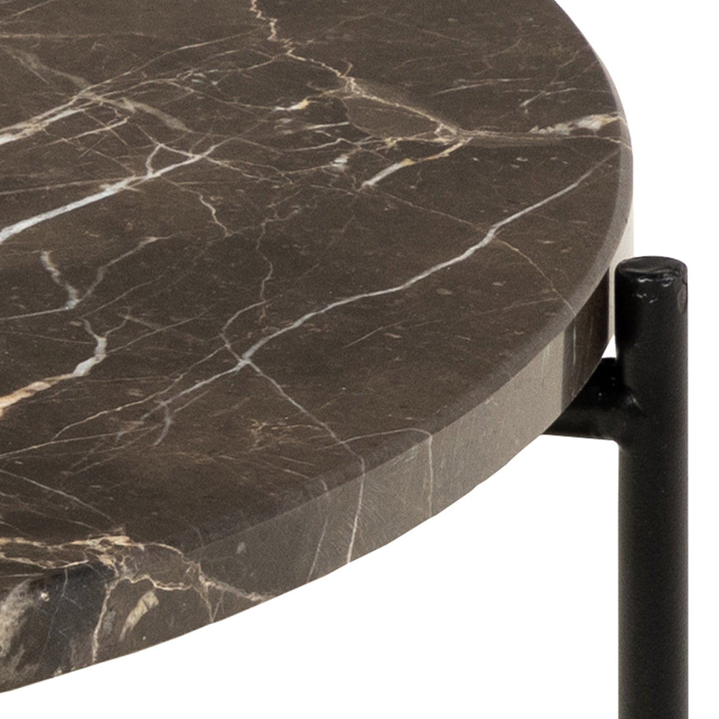 Avila Side Table with Brown Marble Top
