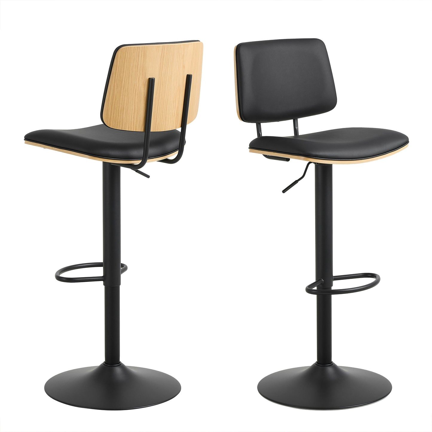 Linden Swivel Bar Stool With Height Adjustable Function in Matt Black