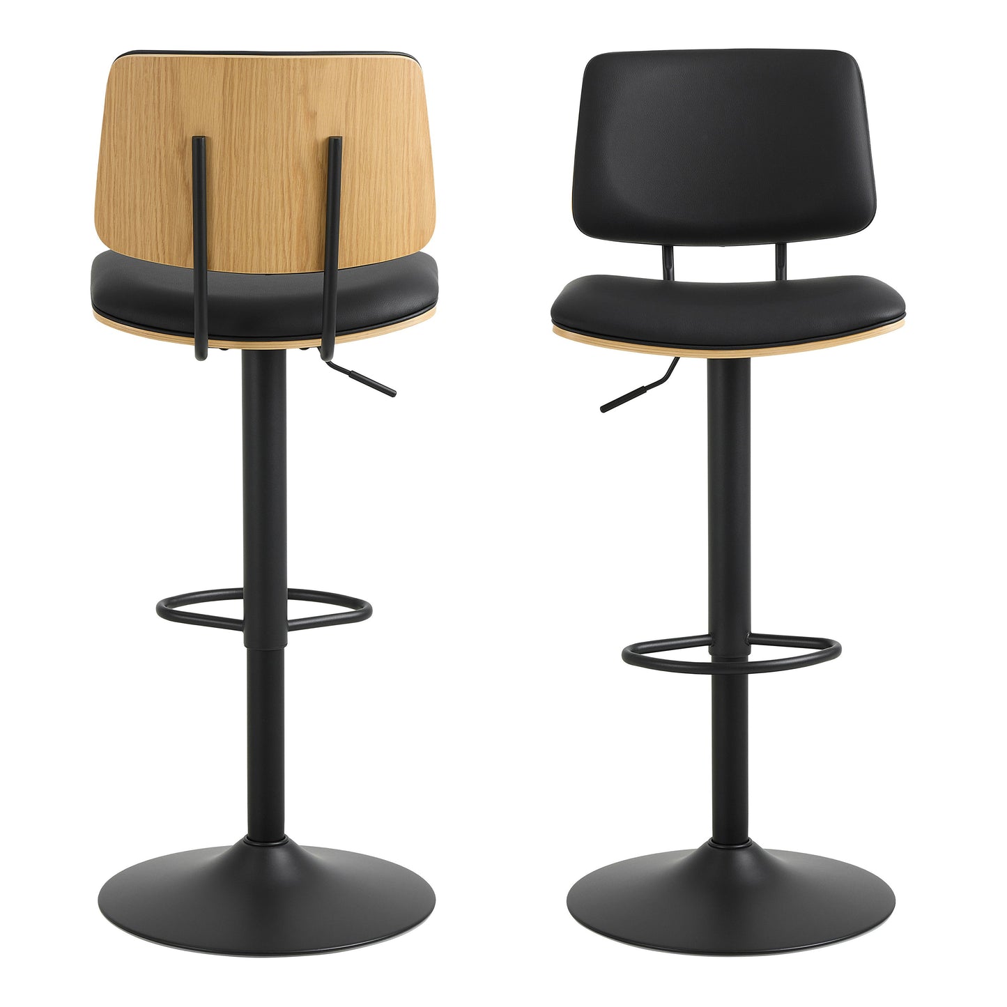 Linden Swivel Bar Stool With Height Adjustable Function in Matt Black