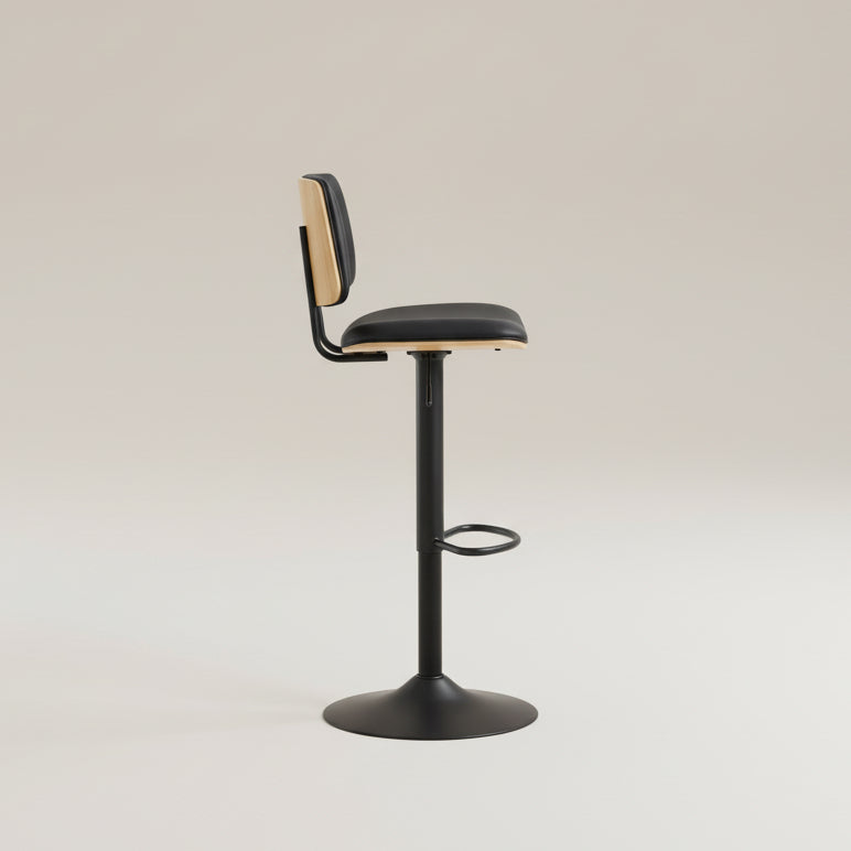 Linden Swivel Bar Stool With Height Adjustable Function in Matt Black