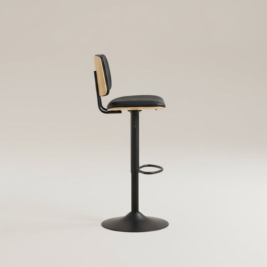 Linden Swivel Bar Stool With Height Adjustable Function in Matt Black