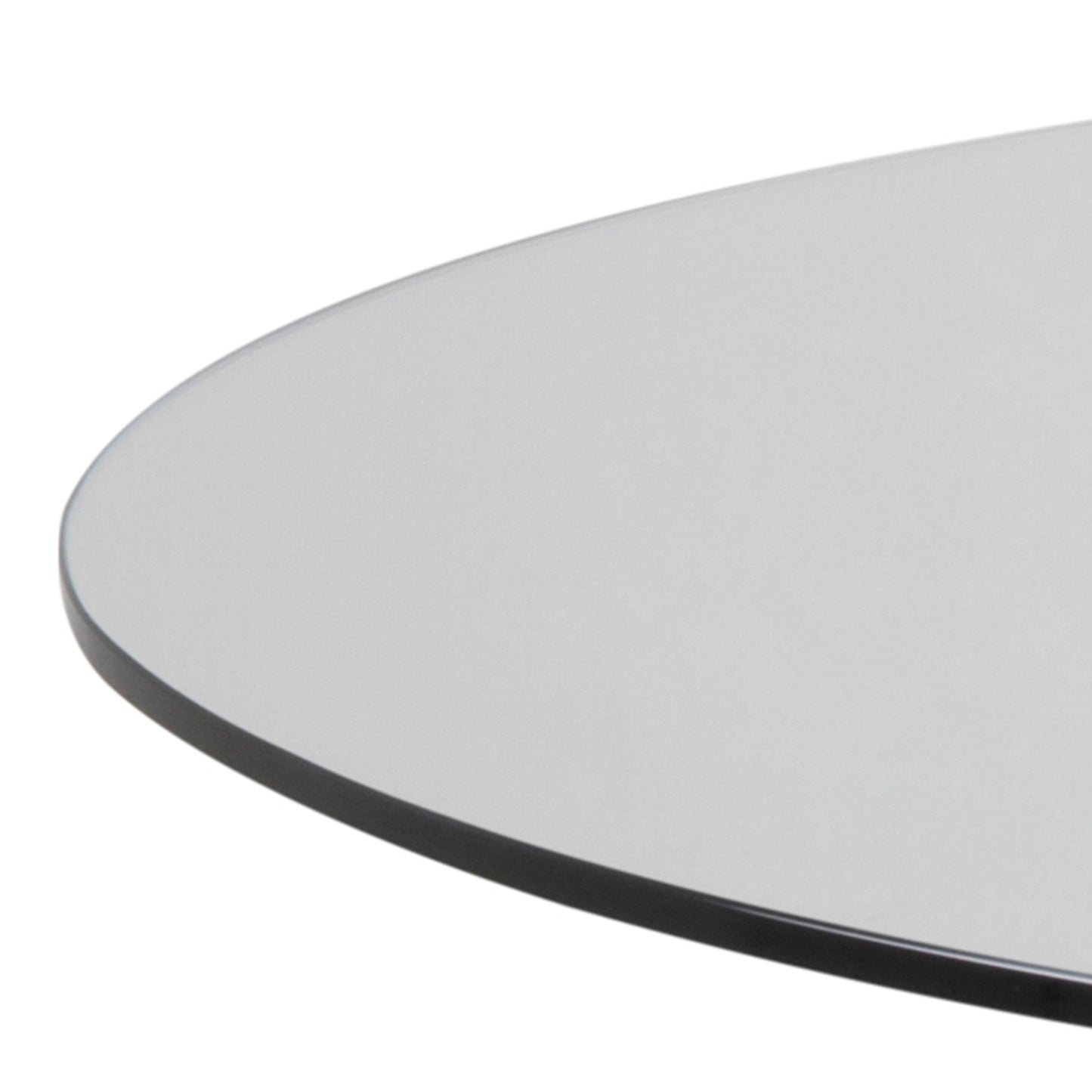 Meridian Round Dining Table with Glass Top and Oak Foil Metal Base