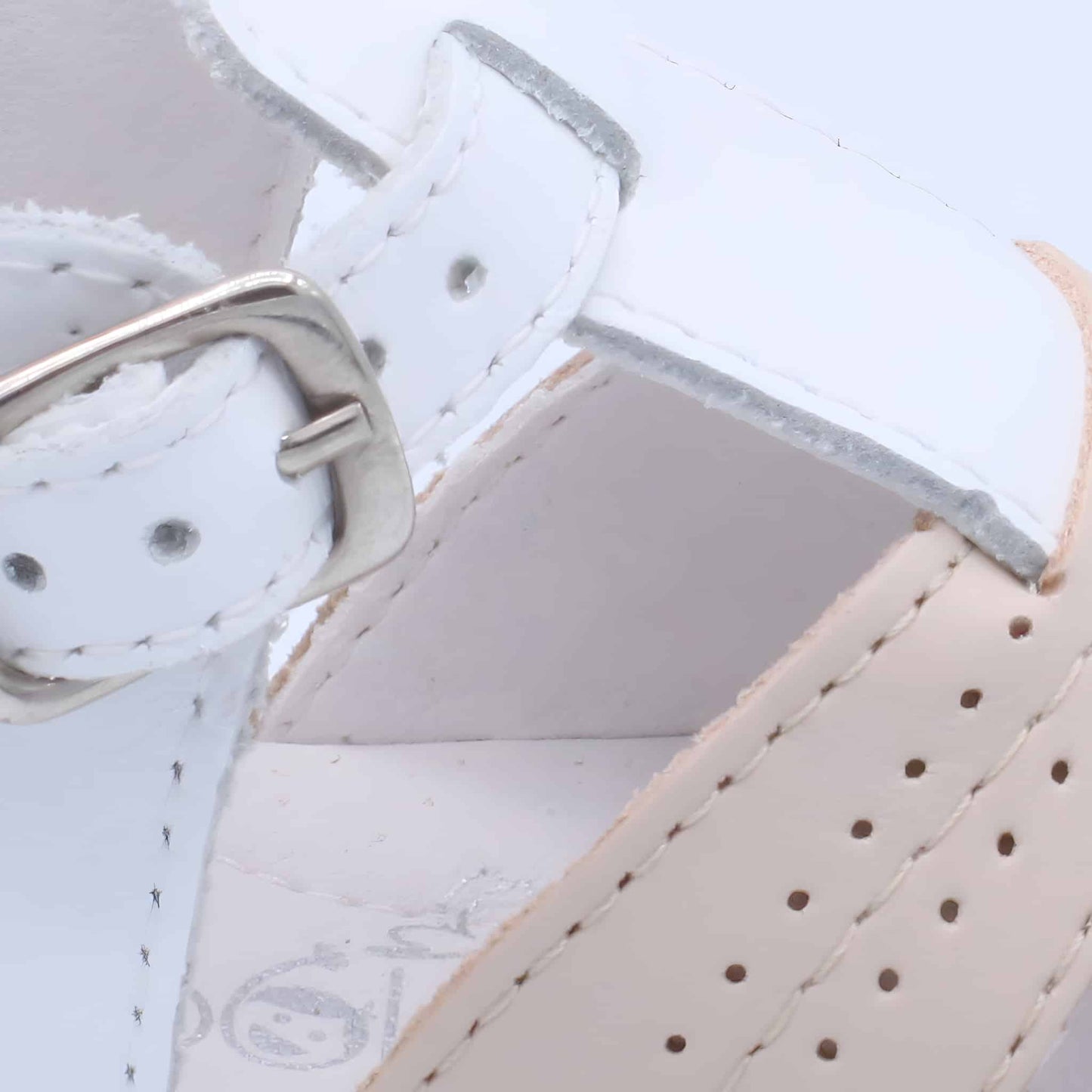 'Augusto' Boys White Leather with Beige & Nude T-Bar Sandals