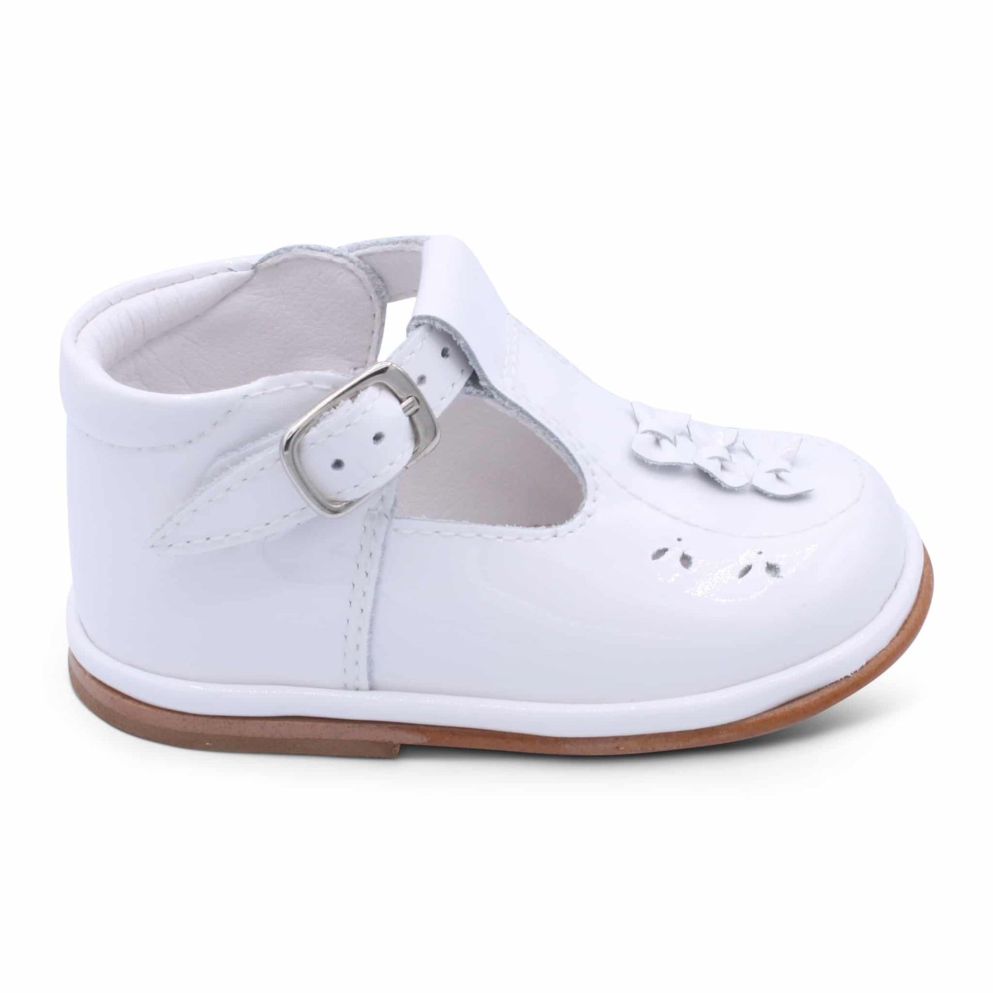 'Carmel' Girls White Patent T-Bar Shoes