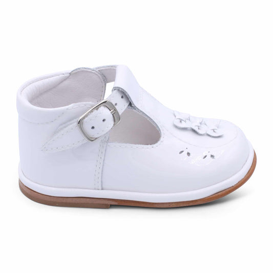 'Carmel' Girls White Patent T-Bar Shoes