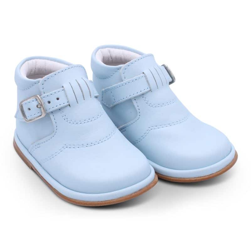 'Dexter' Boys Pale Blue Leather Buckle Boots
