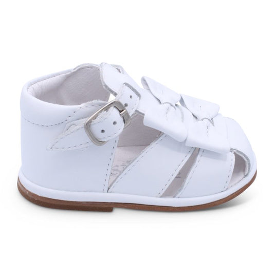'Dina' Girls White Leather T-Bar Sandals