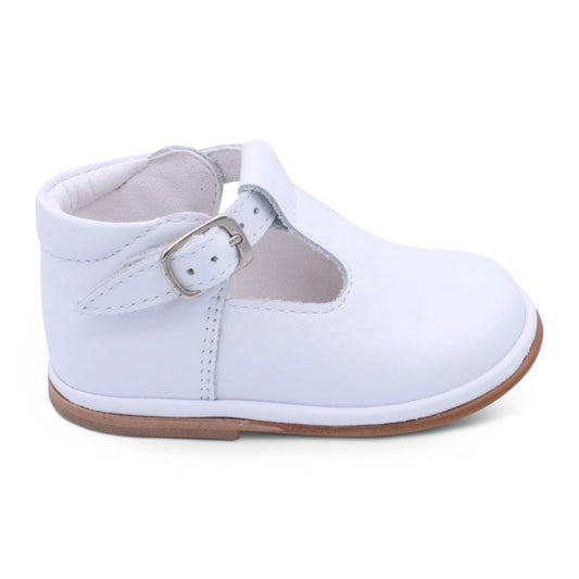 'Fernando' Boys White Leather T-Bar Shoes