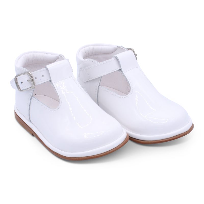 'Fernando' Boys White Patent T-Bar Shoes