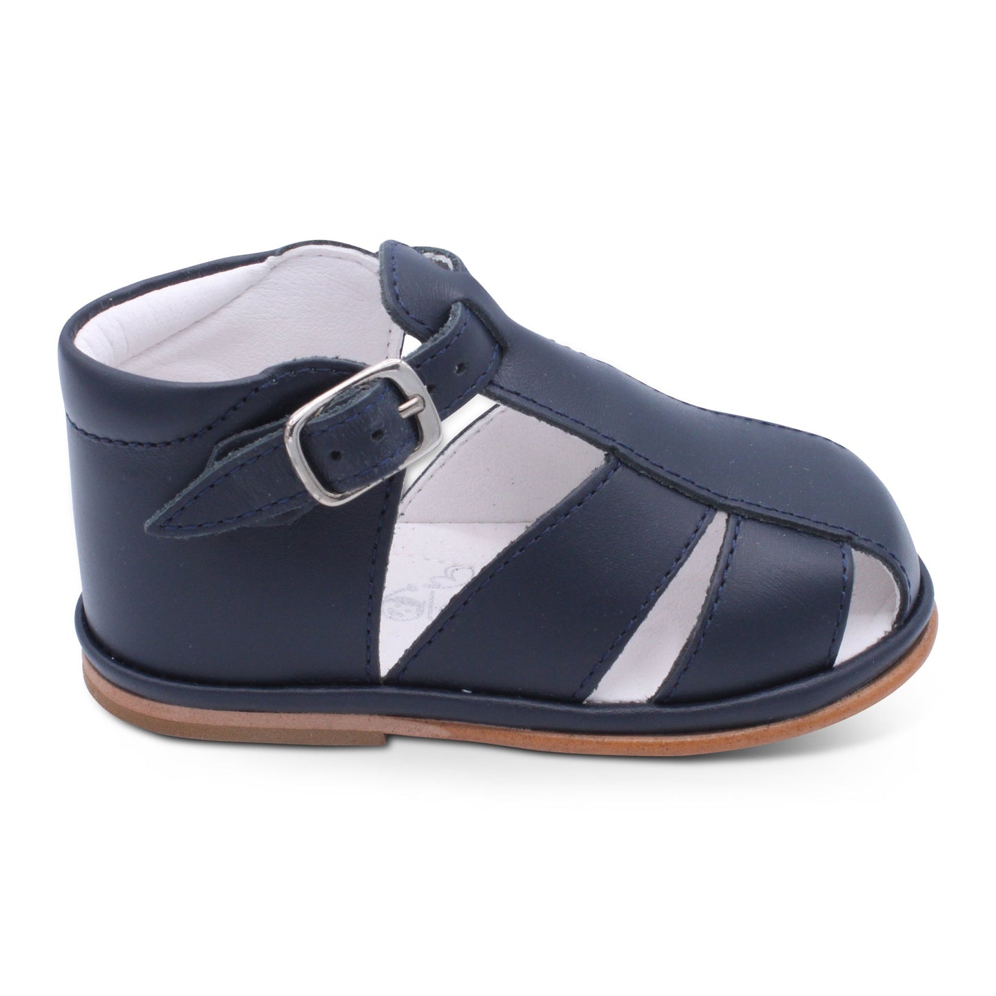 'Guy' Boys Navy Leather T-Bar Sandals