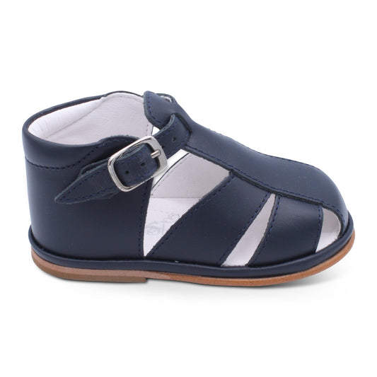 'Guy' Boys Navy Leather T-Bar Sandals