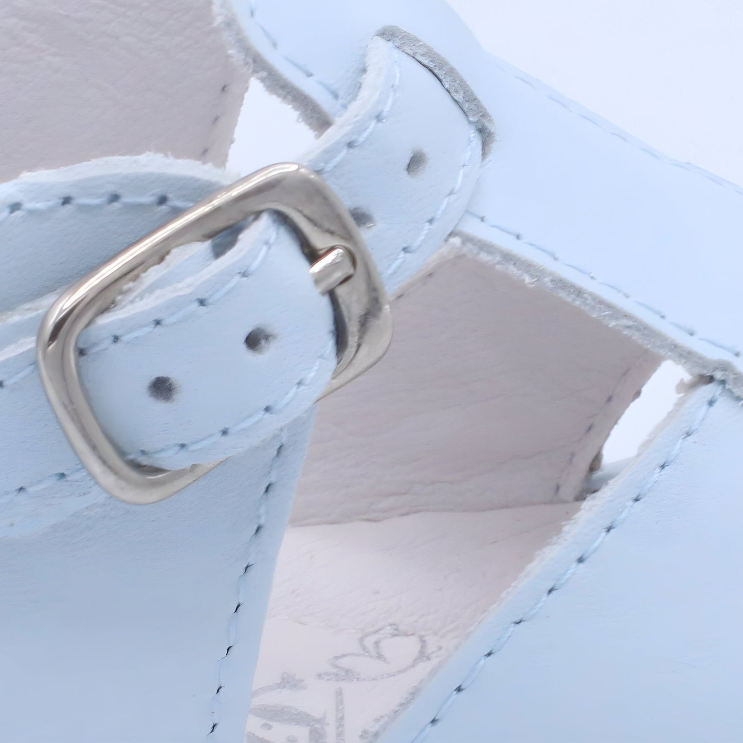'Guy' Boys Pale Blue Leather T-Bar Sandals