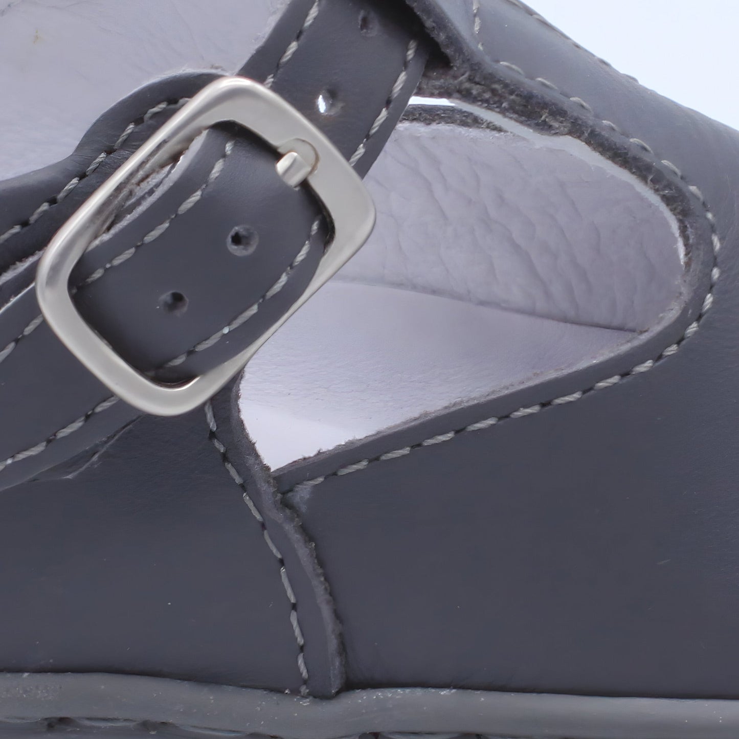 'Harlen' Boys Grey Leather T-Bar Shoes
