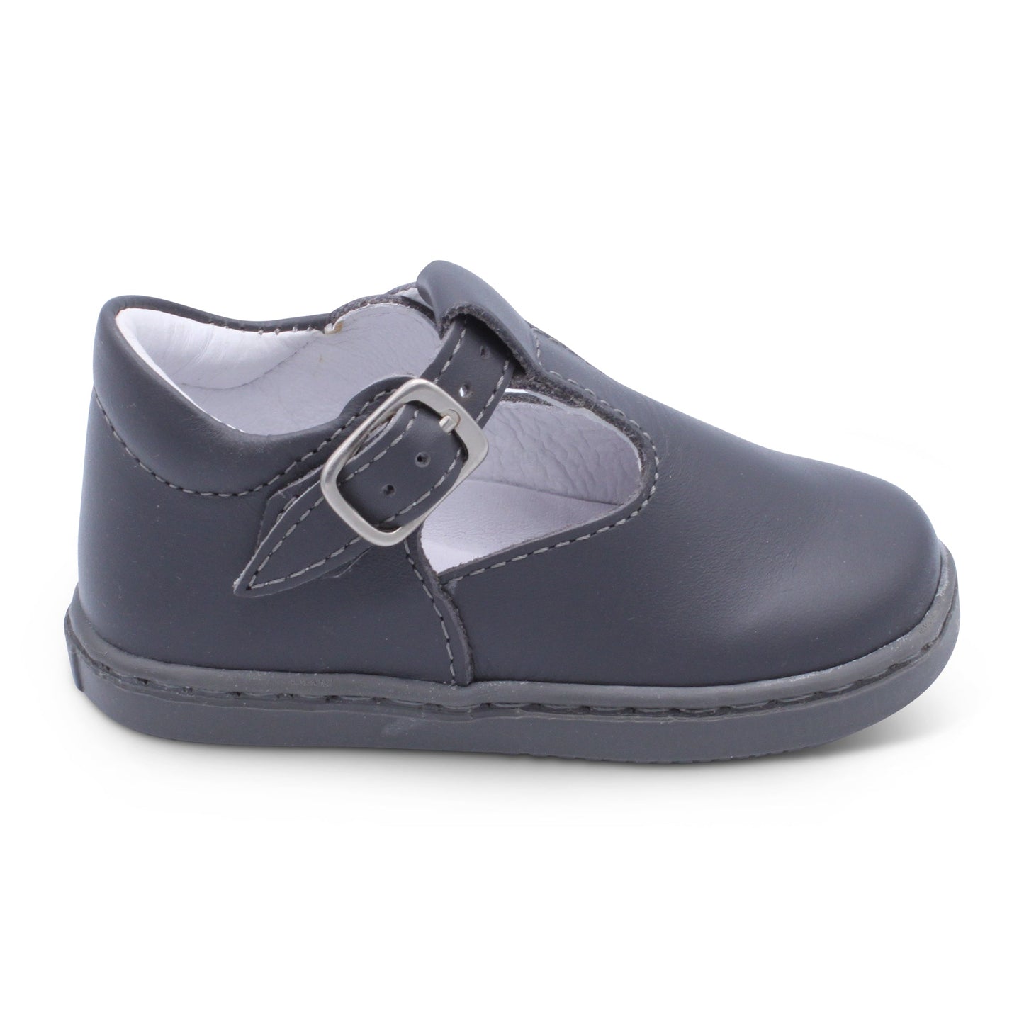 'Harlen' Boys Grey Leather T-Bar Shoes