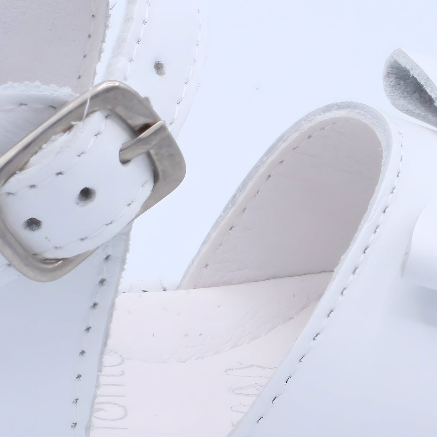 'Marina' Girls White Leather Open-Toe Sandals