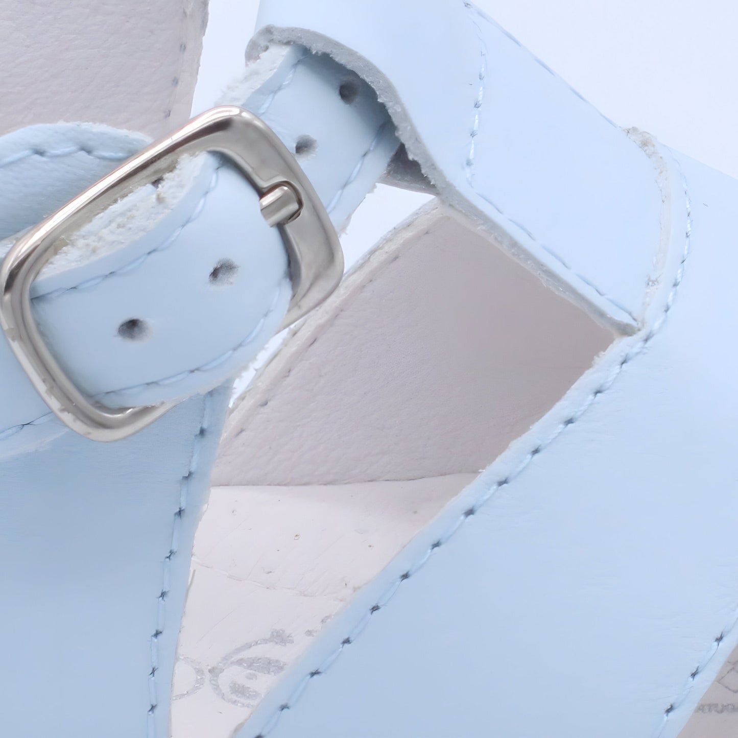 'Myles' Boys Pale Blue Leather T-Bar Sandals