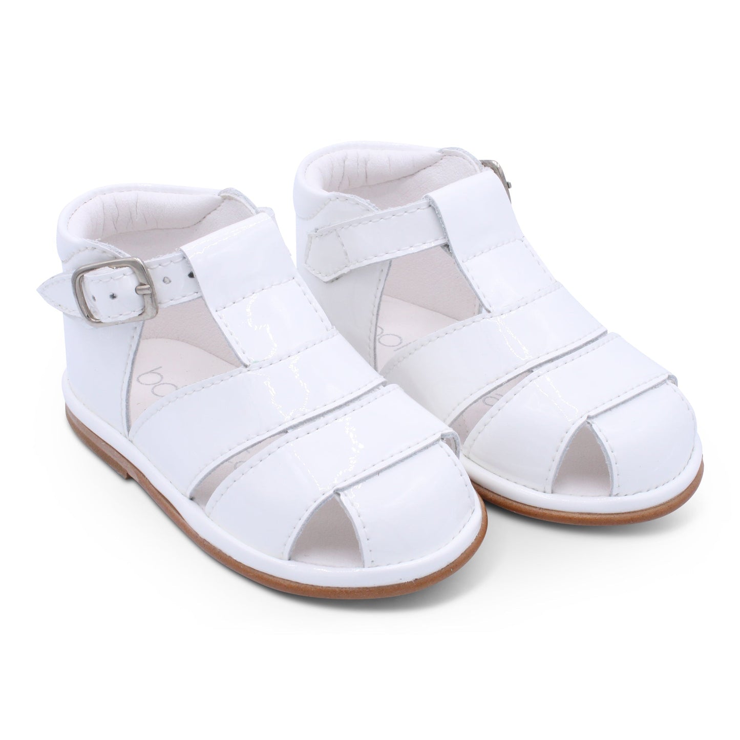'Myles' Boys White Patent T-Bar Sandals