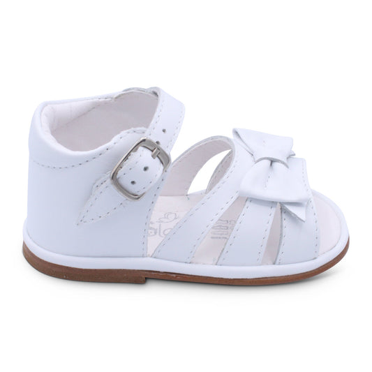 'Olivia' Girls White Leather Open-Toe Sandals