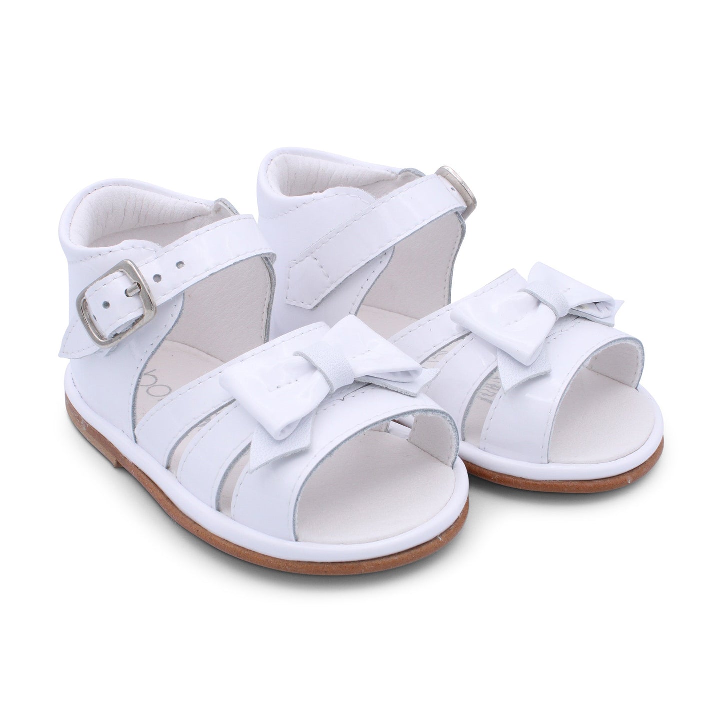 'Olivia' Girls White Patent Open-Toe Sandals