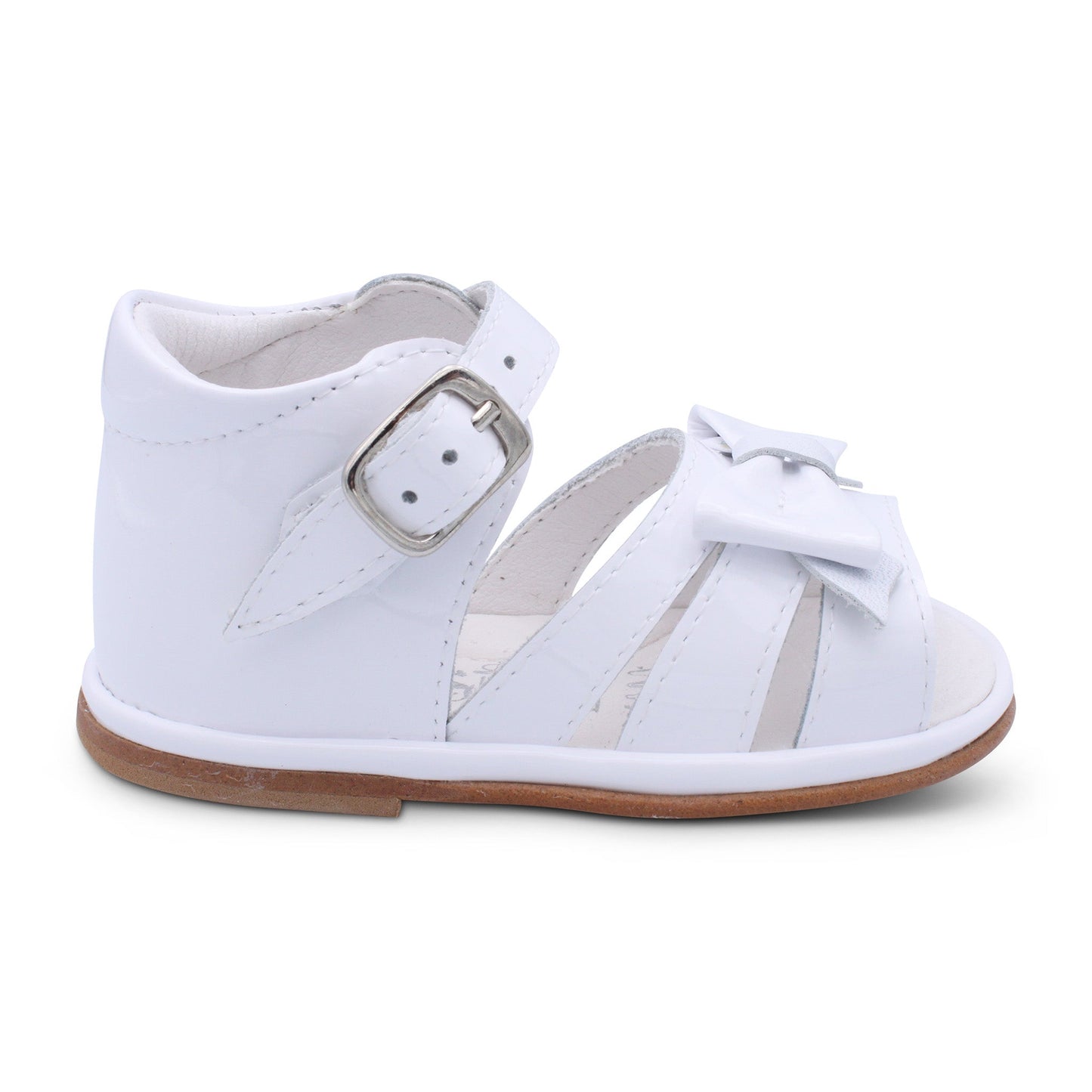 'Olivia' Girls White Patent Open-Toe Sandals