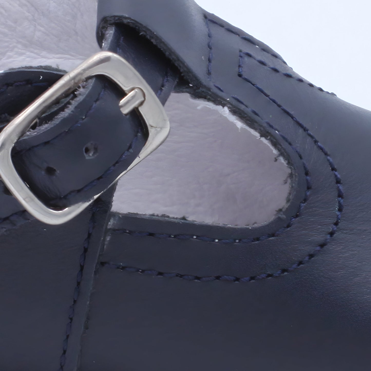 'Oren' Boys Navy Leather T-Bar Shoes