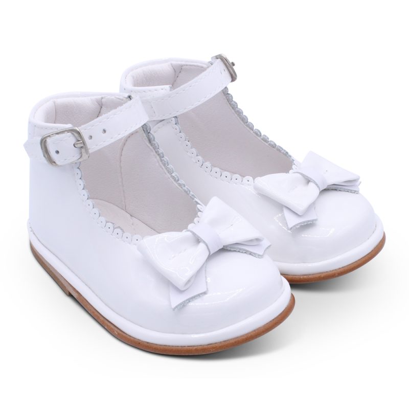 'Ruby' Girls White Patent Ankle Strap Shoes