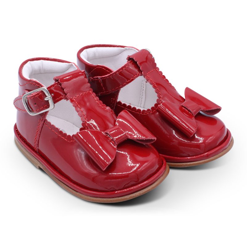 'Sabina' Girls Red Patent T-Bar Shoes
