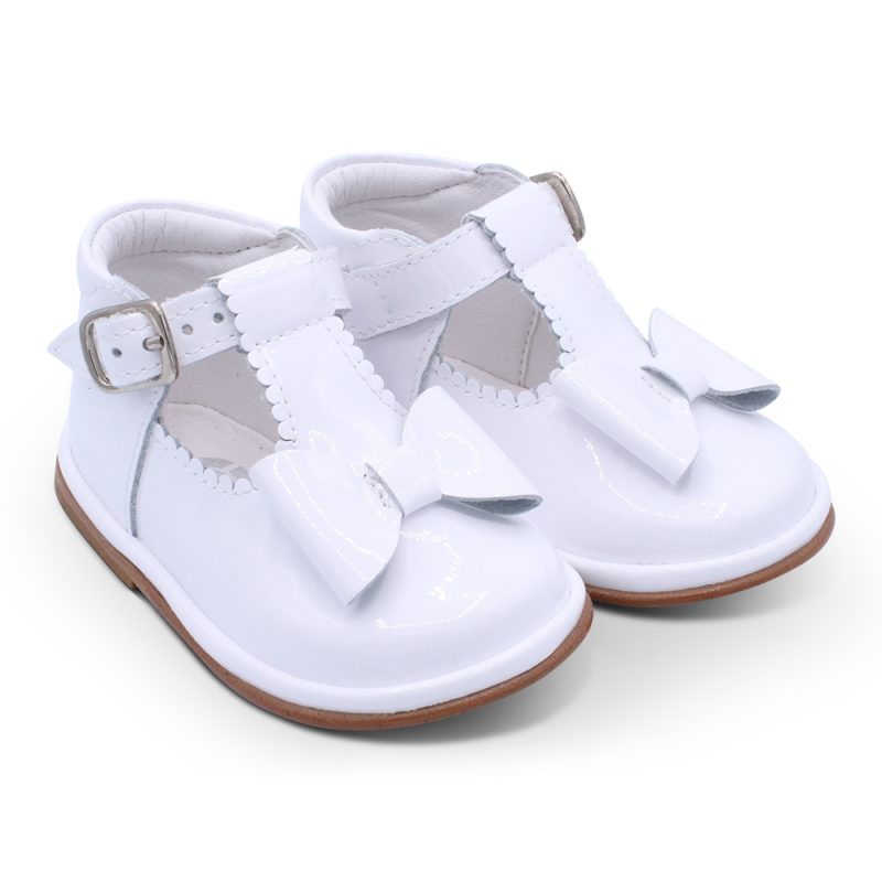 'Sabina' Girls White Patent T-Bar Shoes