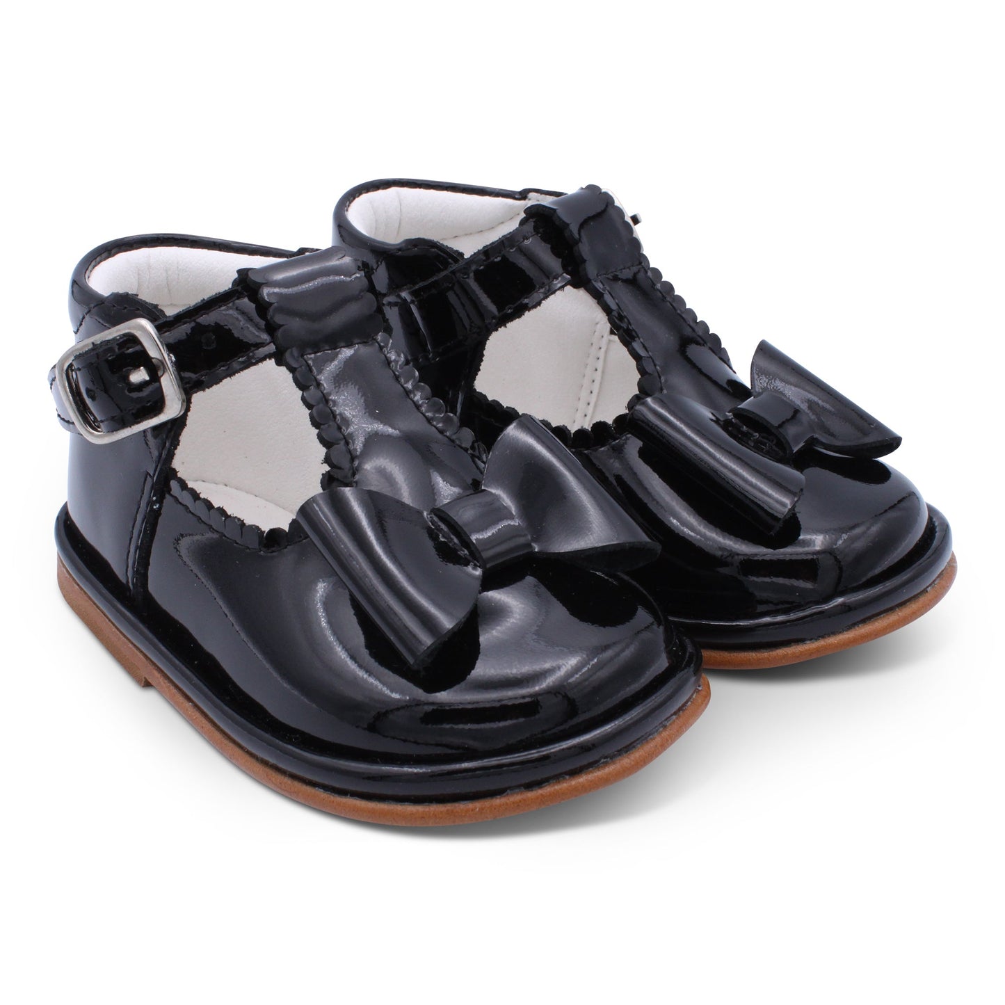 'Sabina' Girls Black Patent T-Bar Shoes