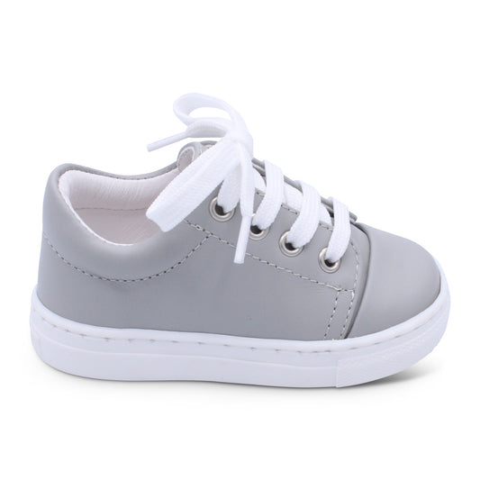 'Santiago' Boys Light Grey Leather Trainers