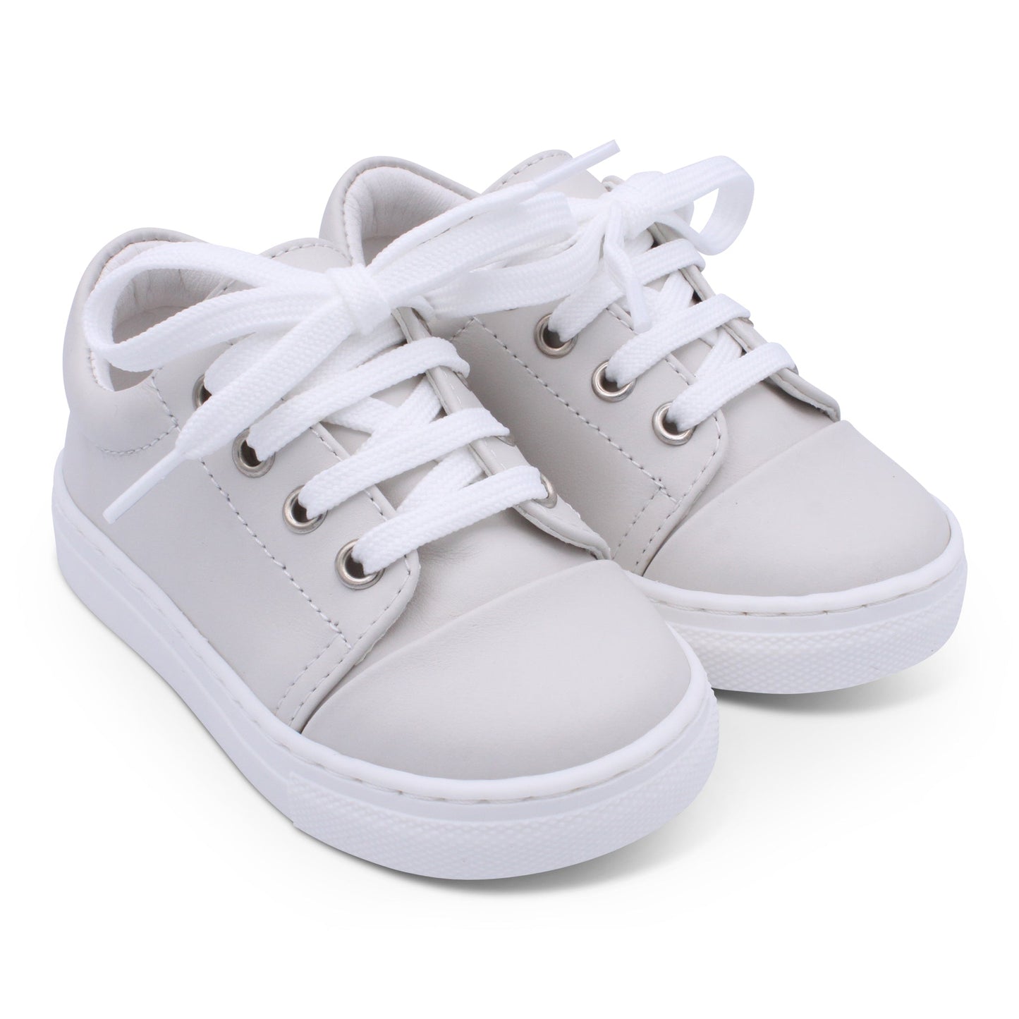 'Santiago' Boys Beige Leather Trainers
