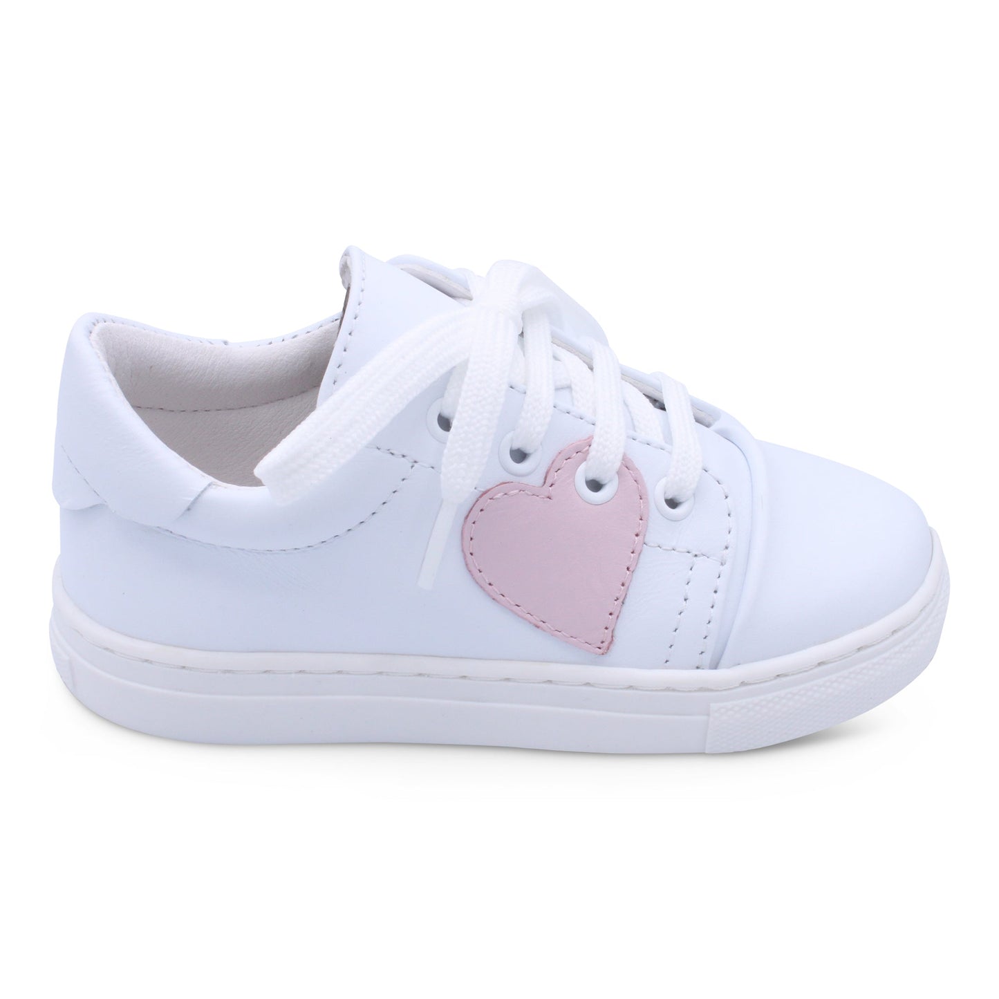 'Santina' Girls White Leather with Pink Trainers