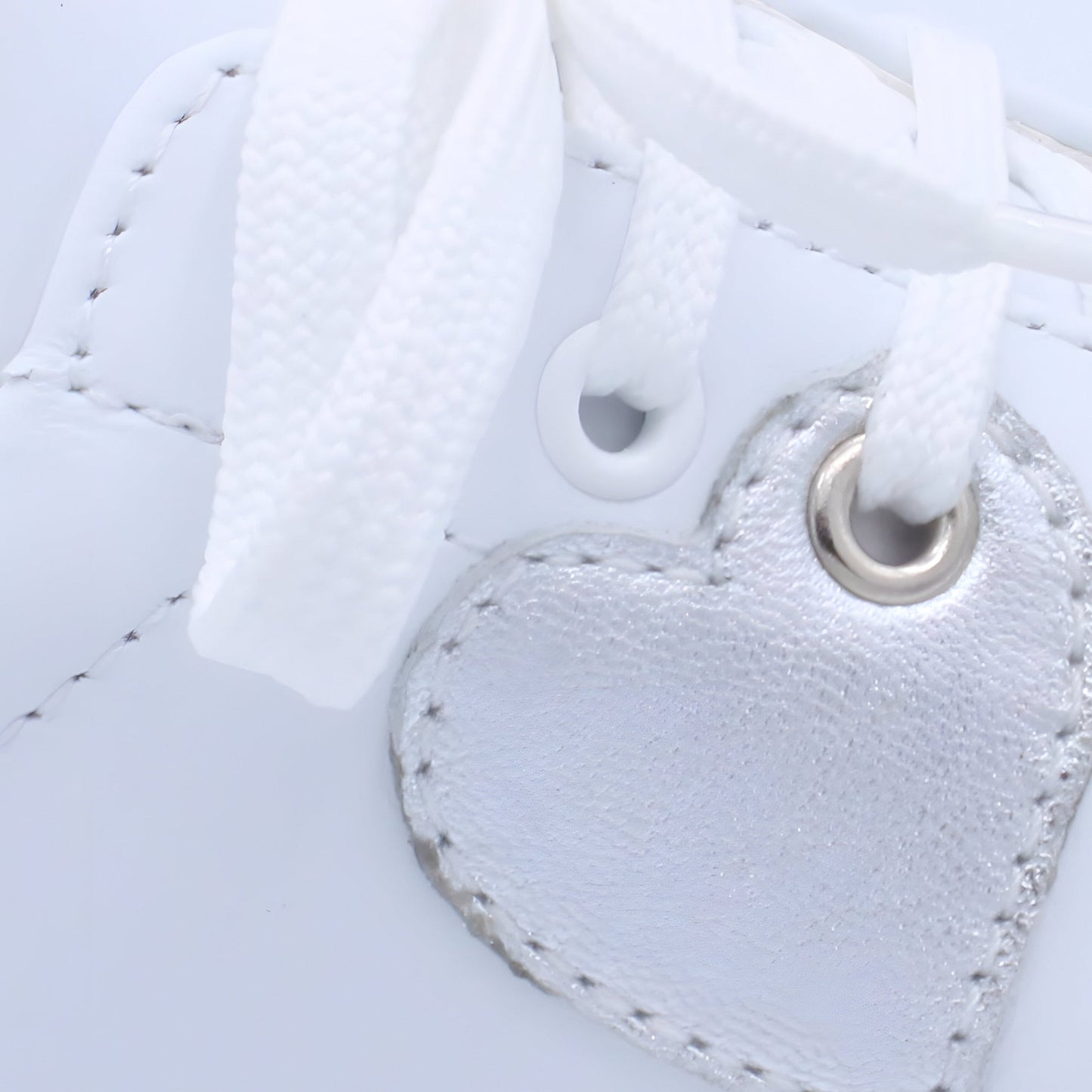 'Santina' Girls White Leather with Silver Trainers