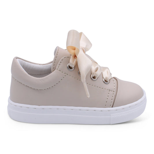 'Santi' Girls Nude Leather Trainers