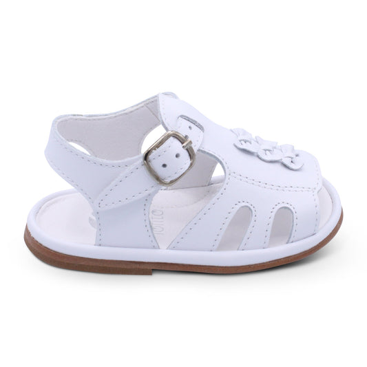 'Serena' Girls White Leather Open-Toe Sandals