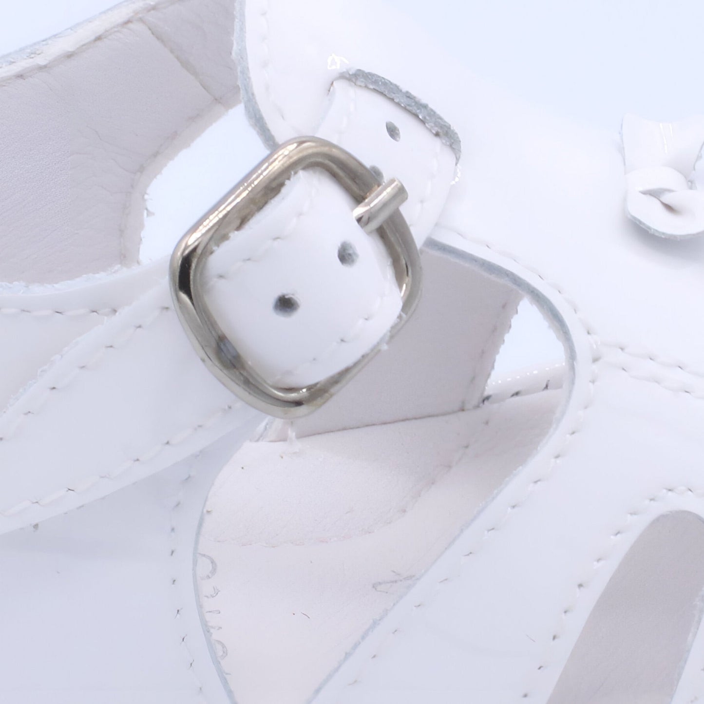 'Serena' Girls White Patent Open-Toe Sandals