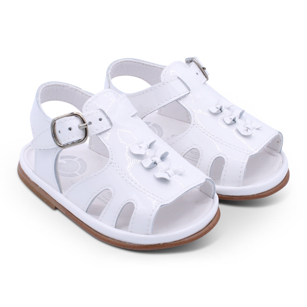 'Serena' Girls White Patent Open-Toe Sandals