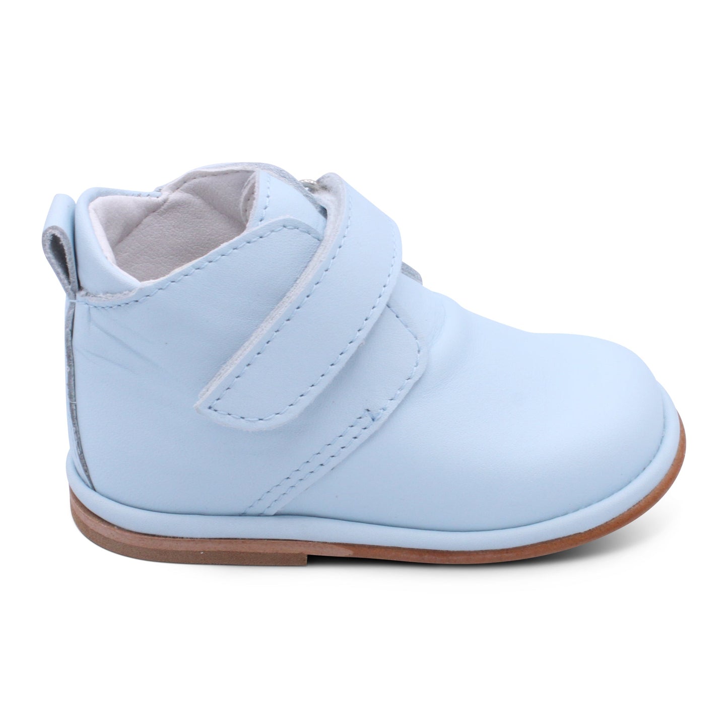 'Sergio' Boys Pale Blue Leather Velcro Boots