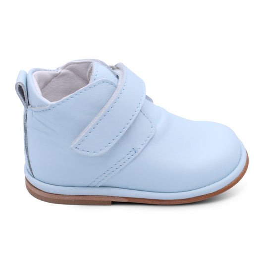 'Sergio' Boys Pale Blue Leather Velcro Boots