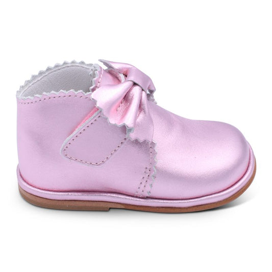 'Sharon' Girls Metallic Pink Velcro Boots