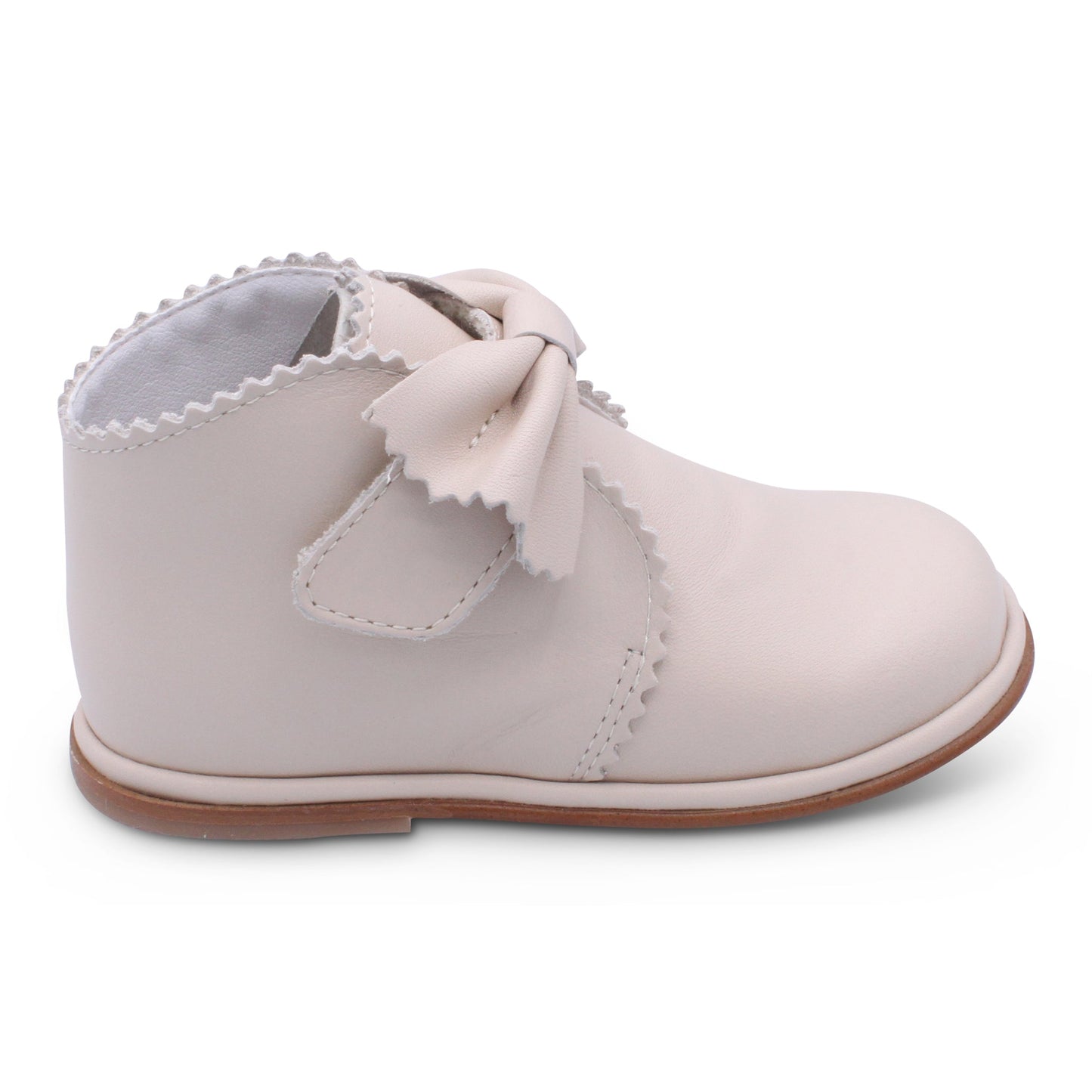 'Sharon' Girls Nude Leather Velcro Boots
