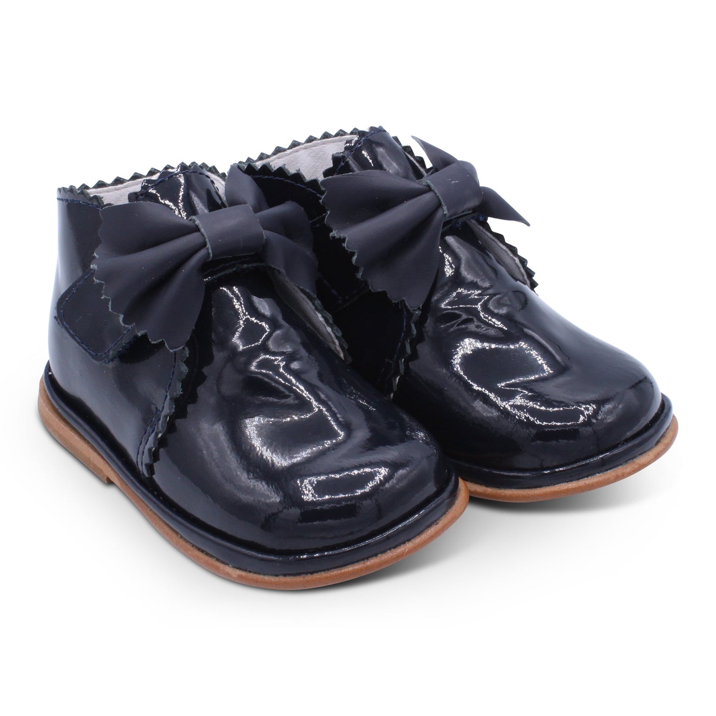 'Sharon' Girls Navy Patent Velcro Boots